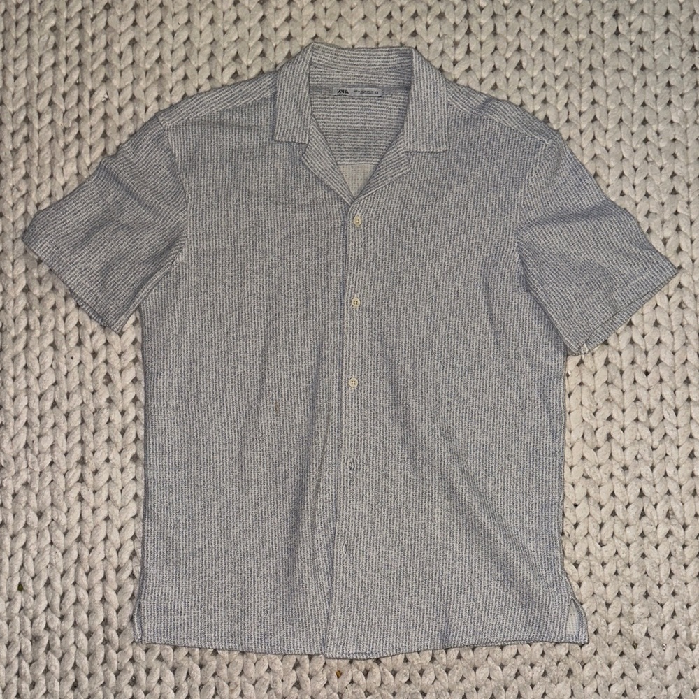 Zara Men's Black and White Striped Button Down Shirt